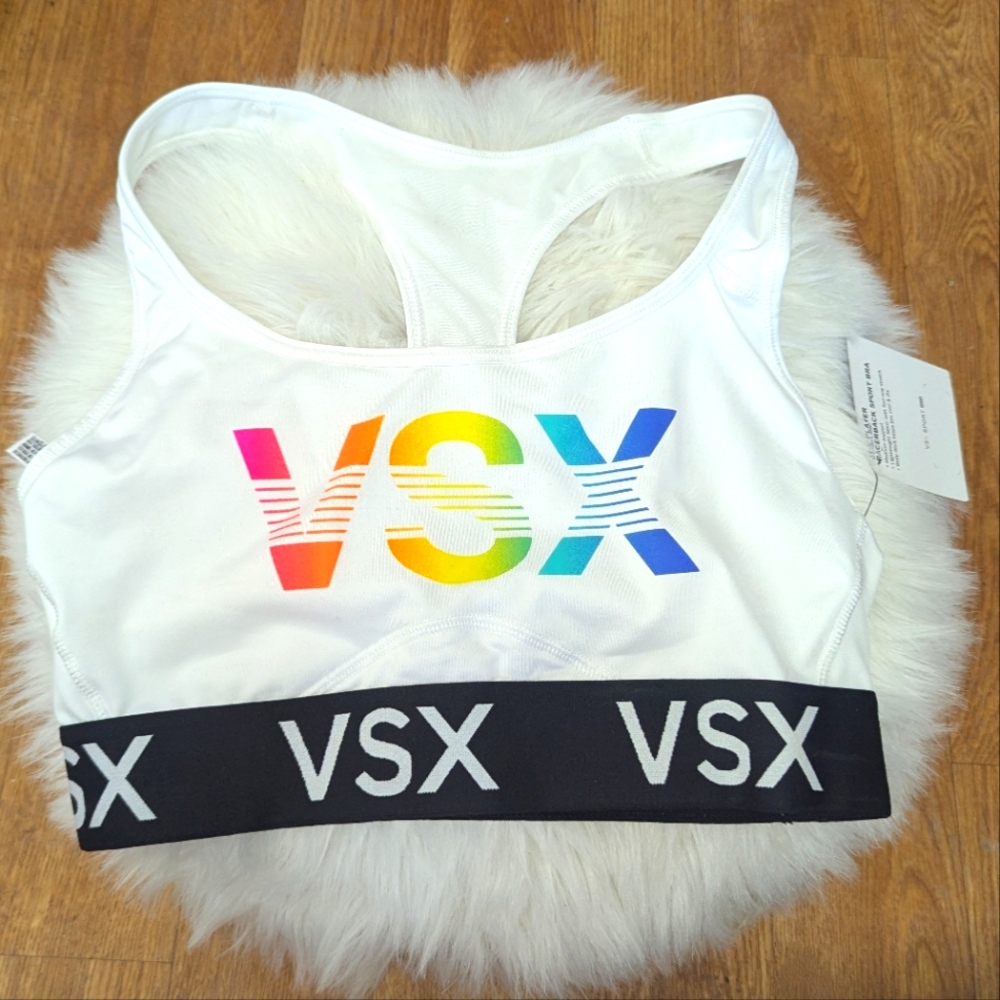 NWT Victoria's Secret Sport The Player Racerback Sports Bra Rainbow Print